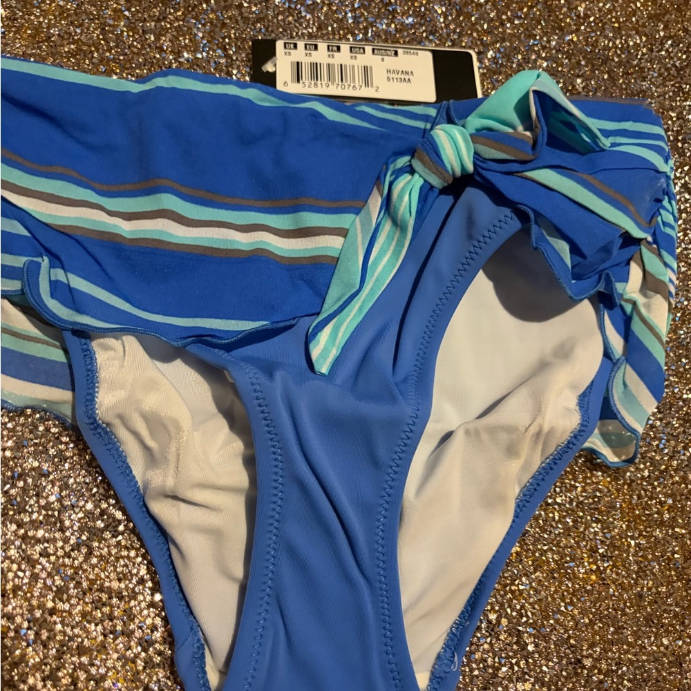 Blue Striped Bikini Bottom